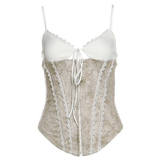 Bare Horizon vintage corset styled with black shorts and choker – soft grunge look